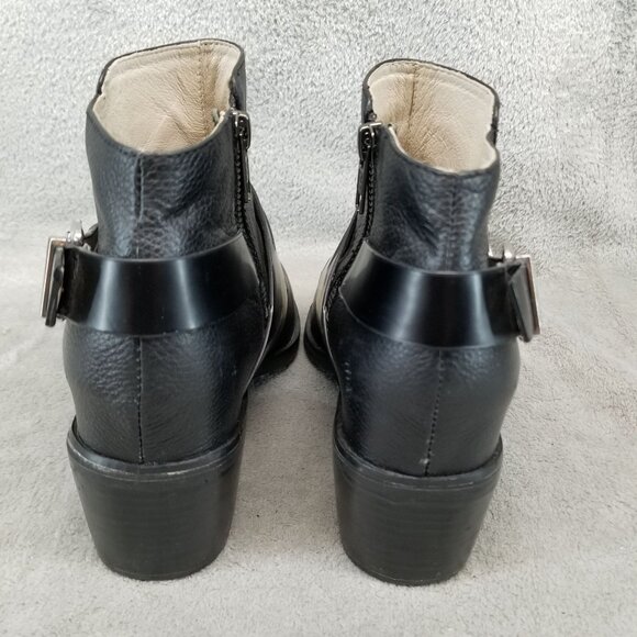 Sol Sana Shoes Womens EU 37 US 6.5 Black Leather Buckle Biker Buckle Ankle Boots - Picture 6 of 13